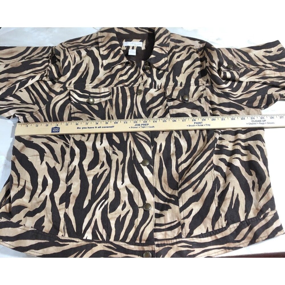 Lucy & Laurel Brown Leopard Print 100% Linen Long… - image 4